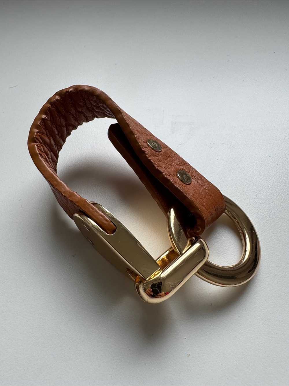 Gold-Tone & Brown Leather Loop Bracelet
